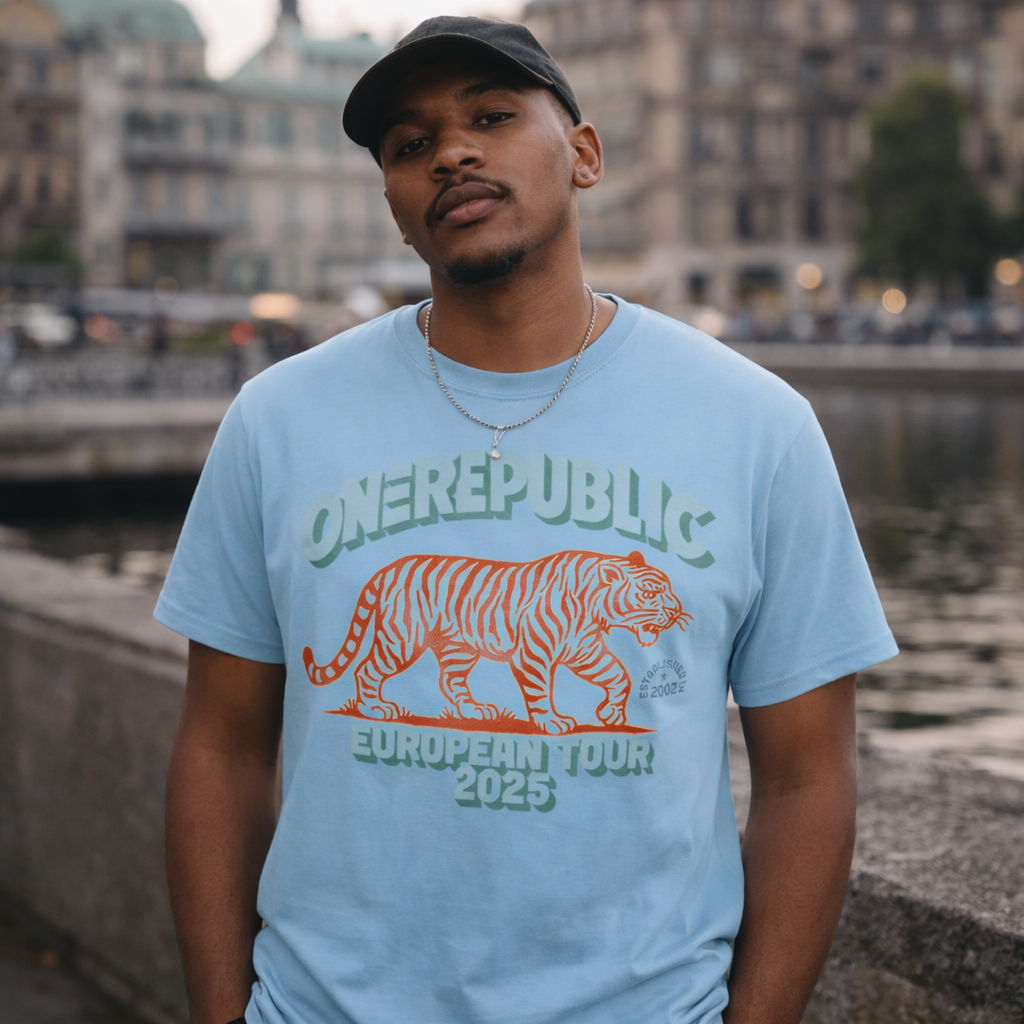Blue "Escape To Europe" Tiger Tee