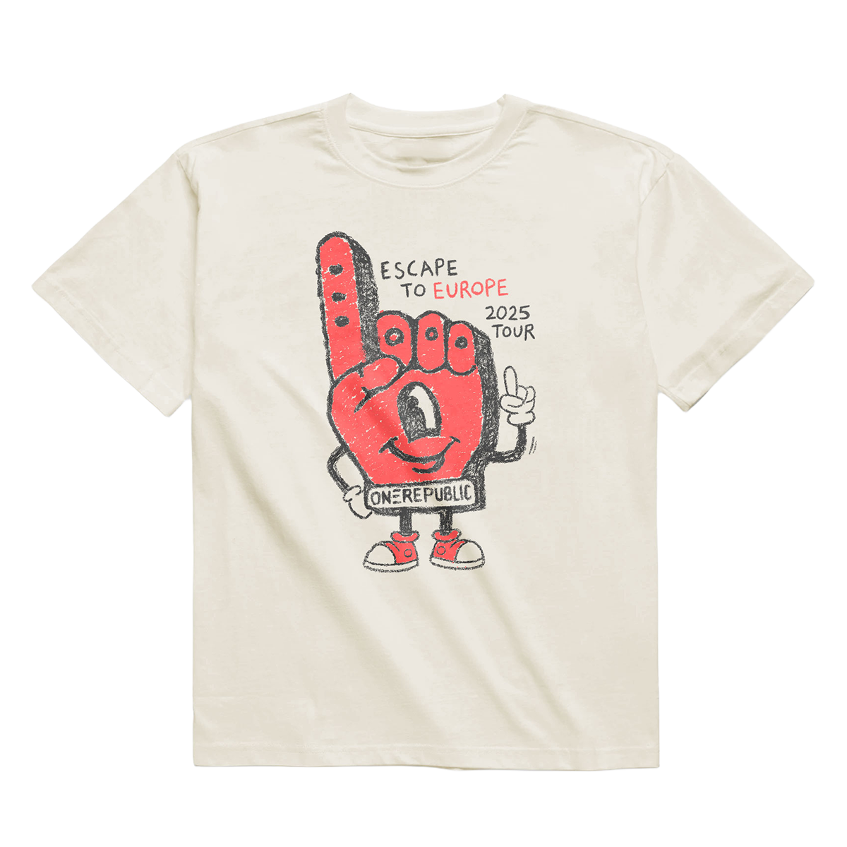 Cream Foam Finger Tour Tee