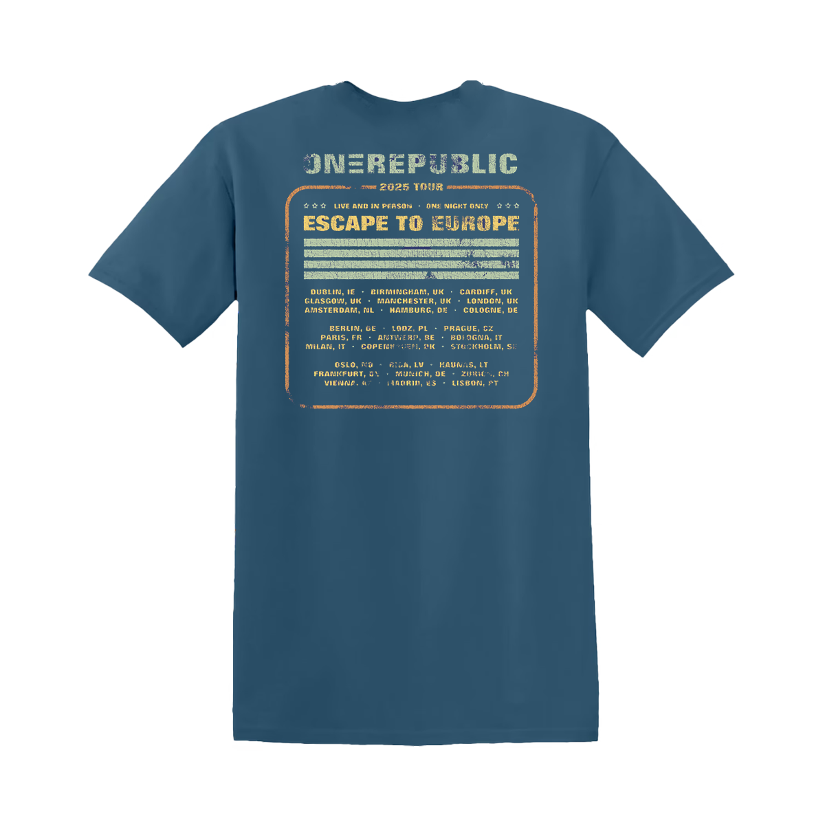 Blue "Escape To Europe" Tour Shirt