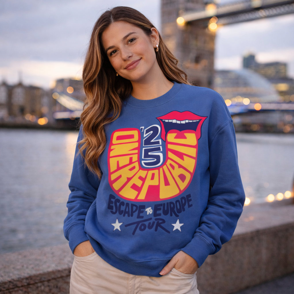 Blue "Escape To Europe" Crew Sweatshirt